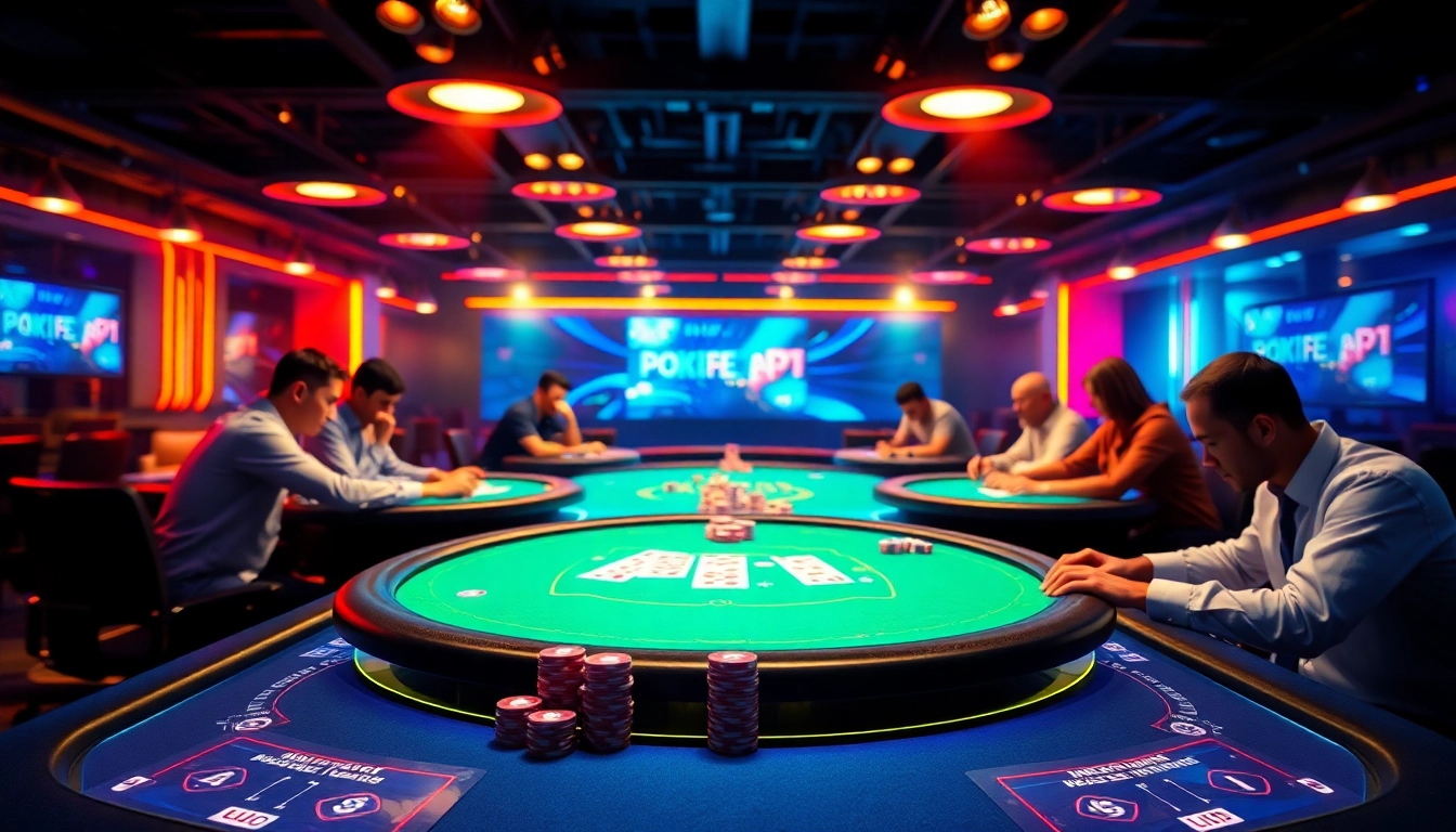 Pokerbros Diamond Union online poker players engaging at digital tables with vibrant chips, emphasizing strategy and excitement.