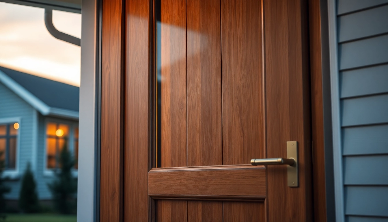 Front door replacement: premium exterior door with glass panels and bronze handle.