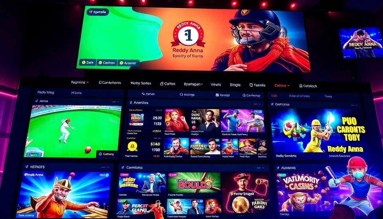 Reddy Anna betting platform with live cricket and casino games, user placing bets on a vibrant digital screen.