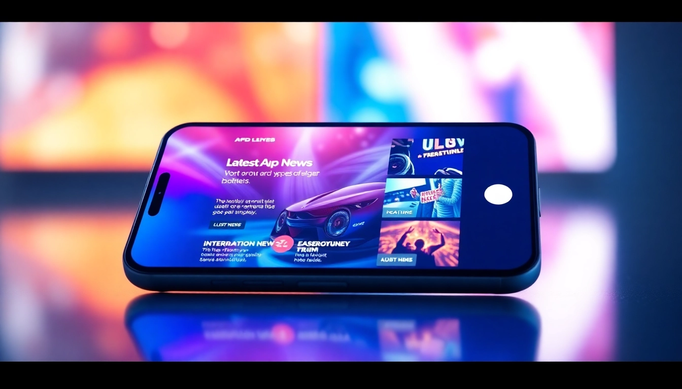 Latest App News updates on sleek smartphone with vibrant screen in a modern digital environment